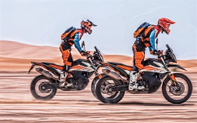 KTM 790 Aventura de R, 2020, vista lateral, exterior, novo laranja 790 Aventura de R, deserto de equita&#231;&#227;o, moto de motocross, KTM