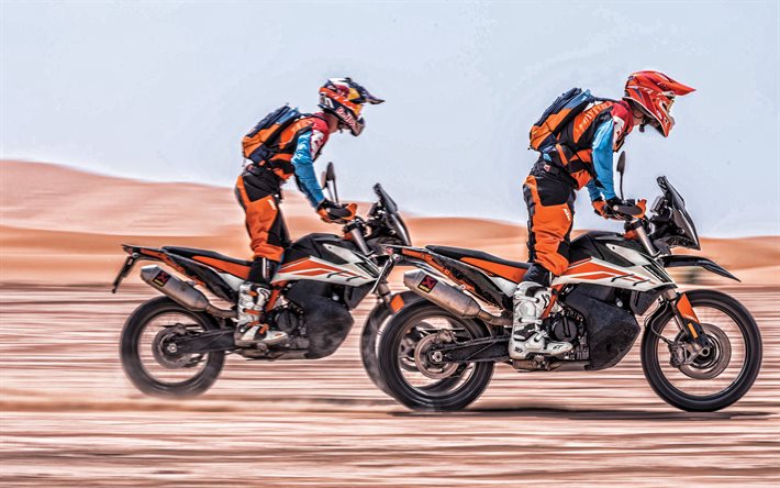 KTM790冒険R, 2020, 側面, 外観, 新しいオレンジ790冒険R, 砂漠に乗って, モトクロスバイク, KTM