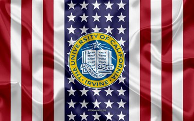 University of California Irvine Emblem, American Flag, University of California Irvine logo, Irvine, California, USA, Emblem of University of California Irvine