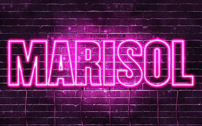 Marisol, 4k, des fonds d&#39;&#233;cran avec des noms, des noms de femmes, Marisol nom, violet n&#233;on, Joyeux Anniversaire Marisol, photo avec Marisol nom