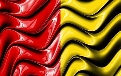 li&#232;ge drapeau, 4k, les villes belges, le drapeau de li&#232;ge, le jour de li&#232;ge, l art 3d, li&#232;ge, les villes de belgique, li&#232;ge 3d drapeau, li&#232;ge ondul&#233; drapeau, la belgique, l europe