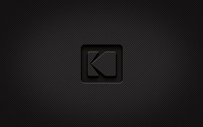 Kodak carbon logo, 4k, grunge art, carbon background, creative, Kodak black logo, brands, Kodak logo, Kodak