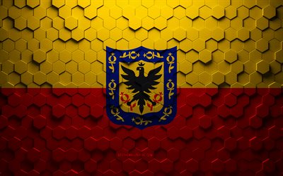 Flag of Bogota, honeycomb art, Bogota hexagons flag, Bogota 3d hexagons art, Bogota flag