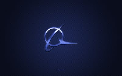 Boeing logo, blue shiny logo, Boeing metal emblem, blue carbon fiber texture, Boeing, brands, creative art, Boeing emblem