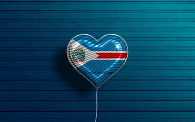 I Love Lavras, 4k, realistic balloons, blue wooden background, Day of Lavras, brazilian cities, flag of Lavras, Brazil, balloon with flag, cities of Brazil, Lavras flag, Lavras