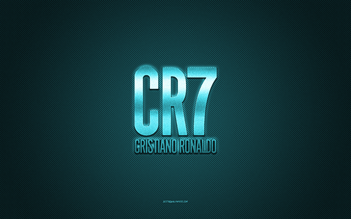 cr7-logo, blaues gl&#228;nzendes logo, cr7-metallemblem, blaue kohlefaserstruktur, cr7, cristiano ronaldo, marken, kreative kunst, cr7-emblem, cristiano ronaldo-logo
