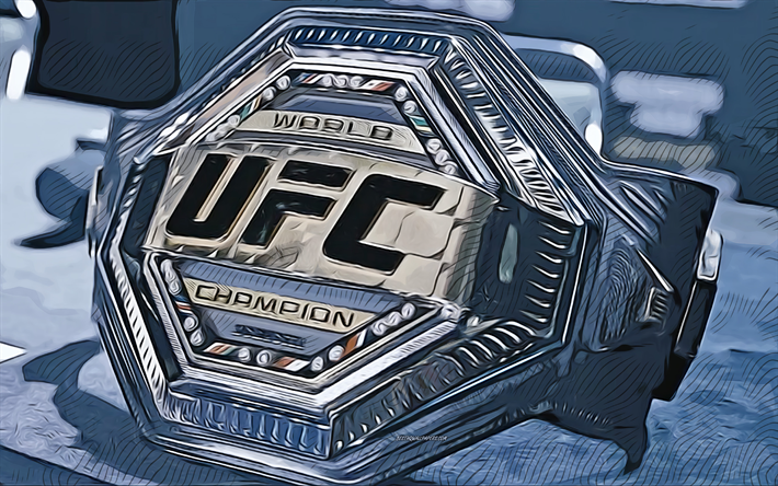 UFC belt, 4k, UFC, vector art, UFC drawing, creative art, UFC art, vector drawing, Ultimate Fighting Championship, UFC logo