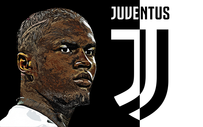 Douglas Costa, 4k, l&#39;art, la Juventus FC, footballeur Br&#233;silien, grunge art, nouveau logo de la Juventus, l&#39;embl&#232;me, le fond noir et blanc, art cr&#233;atif, Serie A, Italie