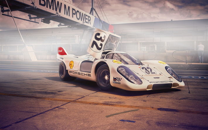 Porsche 917K, coches de carreras, spotscars, pista de carreras, supercars, Porsche