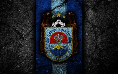 4k, Deportivo Binacional FC, logo, Peruvian Primera Division, grunge, soccer, black stone, Peru, Deportivo Binacional, football club, asphalt texture, football, FC Deportivo Binacional