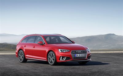 4k, Audi A4 Avant, road, 2018 cars, wagons, S-Line, red A4 Avant, Audi