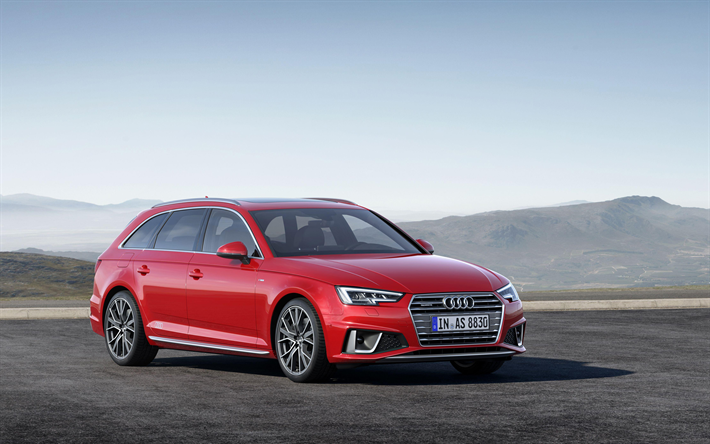 4k, Audi A4 Avant, de carretera, de 2018, coches, vagones, S-Line, rojo A4 Avant, Audi