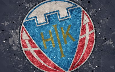 Hobro IK, 4k, logo, geometric art, Danish football club, gray background, Danish Superliga, Hobro, Denmark, football, Hobro FC