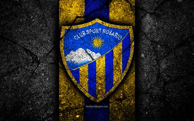 4k, Sport Rosario FC, logo, Peruvian Primera Division, grunge, soccer, black stone, Peru, Sport Rosario, football club, asphalt texture, football, FC Sport Rosario