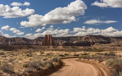 Cathedral Valley, desert, rocks, summer, Utah, USA