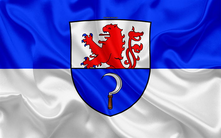 flagge von remscheid, 4k, seide textur, wei&#223;, blau, seide, fahne, wappen, deutschen stadt, remscheid, nordrhein-westfalen, deutschland, symbole
