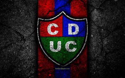 4k, Union Comercio FC, logo, Peruvian Primera Division, grunge, soccer, black stone, Peru, Union Comercio, football club, asphalt texture, football, FC Union Comercio