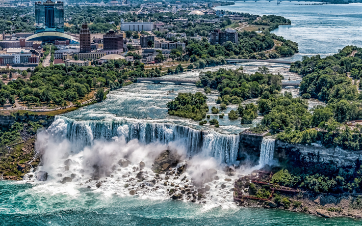 Niagara Falls, New York, beautiful waterfall, Niagara River, summer, cityscape, United States, USA