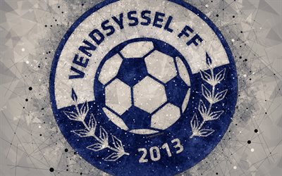 Vendsyssel FF, 4k, logo, geometric art, Danish football club, gray background, Danish Superliga, Hierring, Denmark, football, creative art