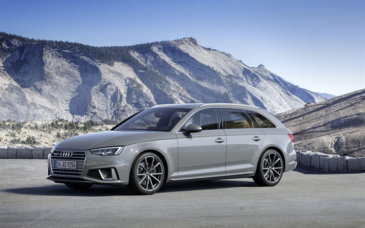 Audi A4 Avant, 4k, 2019 automobili, auto, S-Line, grigio A4 Avant, auto tedesche, Audi