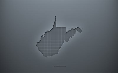 Batı Virjinya haritası, gri yaratıcı arka plan, Batı Virjinya, ABD, gri kağıt dokusu, Amerika Birleşik Devletleri, Batı Virjinya harita silueti, Batı Virginia haritası, gri arka plan, Batı Virjinya 3d harita