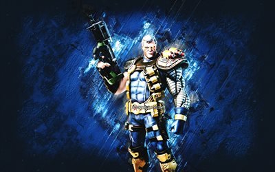 Fortnite Cable Skin, Fortnite, main characters, blue stone background, Cable, Fortnite skins, Cable Skin, Cable Fortnite, Fortnite characters