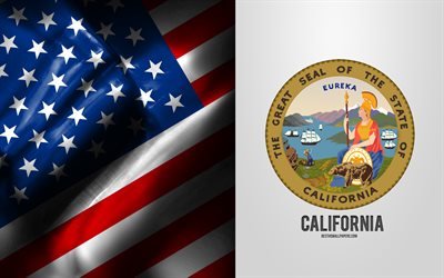 Seal of California, USA Flag, California emblem, California coat of arms, California badge, American flag, California, USA