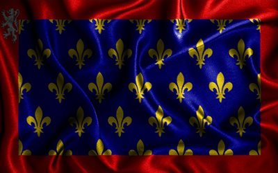 Maine flag, 4k, silk wavy flags, french provinces, Flag of Maine, fabric flags, Day of Maine, 3D art, Maine, Europe, Provinces of France, Maine 3D flag, France