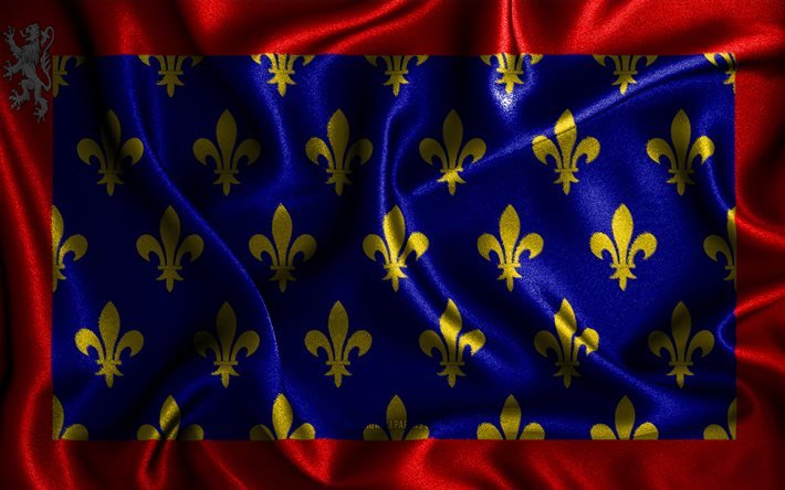 Mainen lippu, 4k, silkkiset aaltoilevat liput, Ranskan maakunnat, kangasliput, Mainen p&#228;iv&#228;, 3D-taide, Maine, Eurooppa, Mainen 3D-lippu, Ranska