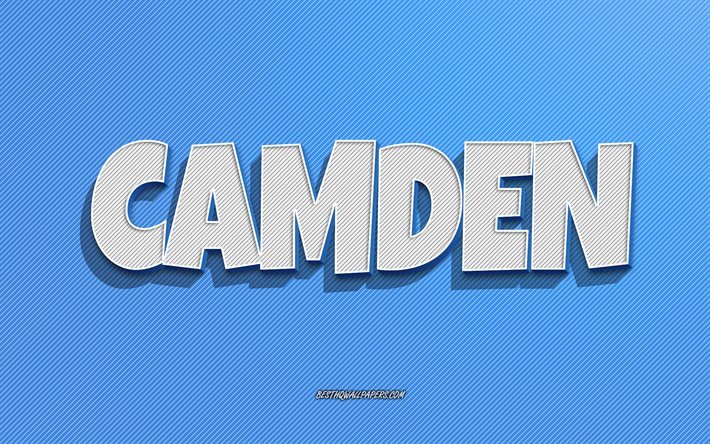 كامدن, الخطوط الزرقاء الخلفية, خلفيات بأسماء, اسم كامدن, أسماء الذكور, بطاقة معايدة كامدن, لاين آرت, صورة مبنية من البكسل ذات لونين فقط, صورة باسم كامدن