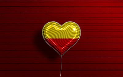 I Love Mulheim, 4k, palloncini realistici, rosso in legno, sfondo, citt&#224; tedesche, bandiera di Mulheim, Germania, palloncino con bandiera, Mulheim, Giorno di Mulheim