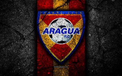 4k, FC Aragua, logo, La Liga FutVe, black stone, soccer, Venezuelan Primera Division, football club, Venezuela, Aragua, creative, asphalt texture, Aragua FC
