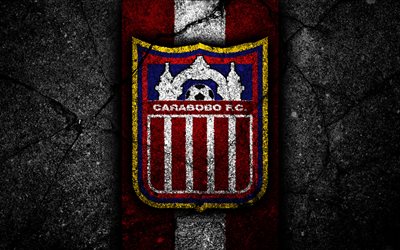 4k, FC Carabobo, logo, La Liga FutVe, black stone, soccer, Venezuelan Primera Division, football club, Venezuela, Carabobo, creative, asphalt texture, Carabobo FC