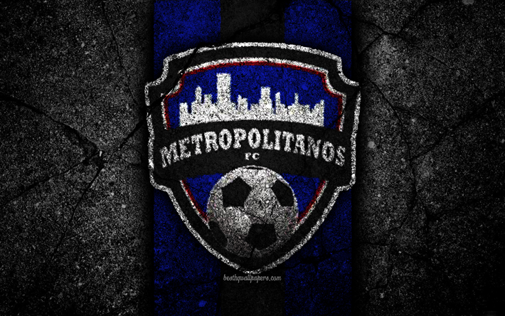 4k, Metropolitanos FC, logo, Liigan FutVe, musta kivi, jalkapallo, Venezuelan Primera Division, football club, Venezuela, Metropolitan, luova, asfaltti rakenne