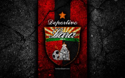 4k, FC Deportivo Lara, logo, La Liga FutVe, black stone, soccer, Venezuelan Primera Division, football club, Venezuela, Deportivo Lara, creative, asphalt texture, Deportivo Lara FC