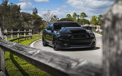 Ford Ford Mustang GT500, 4k, carretera, 2018 coches, negro Ford Mustang, supercars, Ford