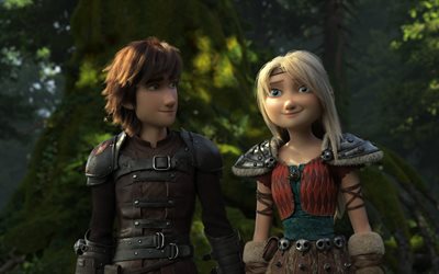 How to Train Your Dragon, The Hidden World, 2019, 4k, poster, promo, Hiccup Horrendous Haddock III, Astrid, characters