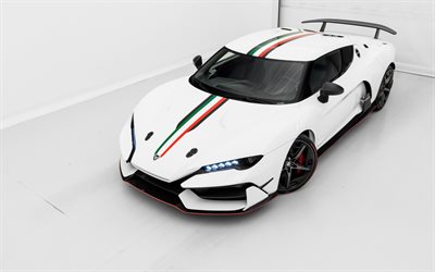 Italdesign Zerouno, 2018, Italiensk sportbil, framifr&#229;n, exteri&#246;r, vit sport coupe, italienska flaggan, Italdesign Giugiaro