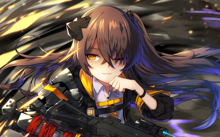 UMP45, manga, anime characters, weapon, Girls Frontline