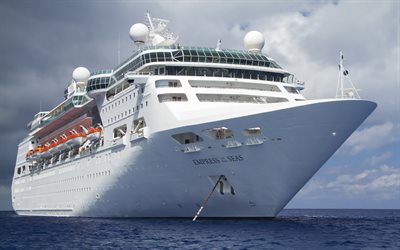 La emperatriz de los Mares, crucero de lujo, de pasajeros de gran barco blanco, mar, Royal Caribbean International, Barco de Crucero