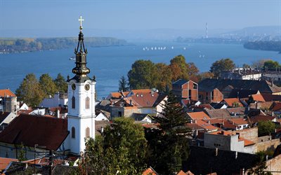 Belgrado, capitale serba, estate, paesaggio urbano, cappella, chiesa, Serbia