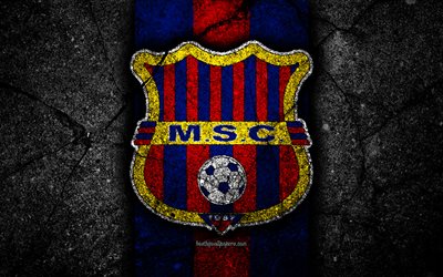 4k, FC Monagas, logo, UEFA FutVe, siyah taş, futbol, Venezuela, Lig, Futbol Kul&#252;b&#252;, Monagas, yaratıcı, asfalt doku, Monagas FC