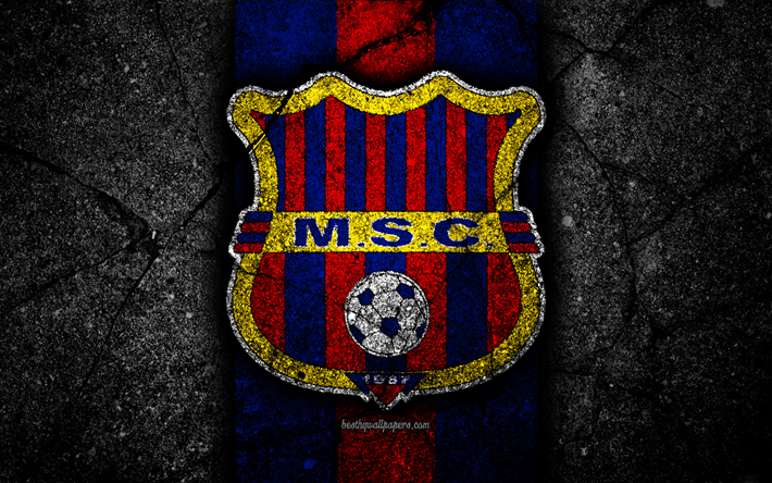 4k, FC Monagas, il logo, La Liga FutVe, pietra nera, il calcio, il Bolivar Primera Division, football club, Venezuela, Monagas, creativo, asfalto texture, Monagas FC
