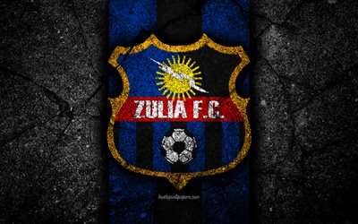 4k, Zulia FC, logo, Lig FutVe, siyah taş, futbol, Venezuela, Lig, Futbol Kul&#252;b&#252;, Zulia, yaratıcı, asfalt doku