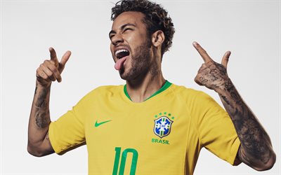 4k, Neymar JR, photoshoot, Brasilian jalkapallojoukkue, jalkapallo, jalkapallo t&#228;hte&#228;, Neymar, jalkapalloilijat, Brasilian Maajoukkueen