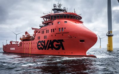 ESVAGT Faraday, servizio vessel, Wind power station, Siemens, Denmark
