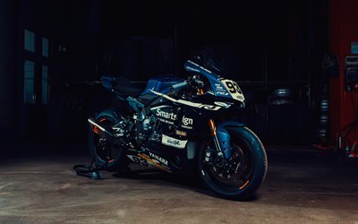 Yamaha R1, sportsbike, 2018 bisiklet, superbikes, studio, Yamaha