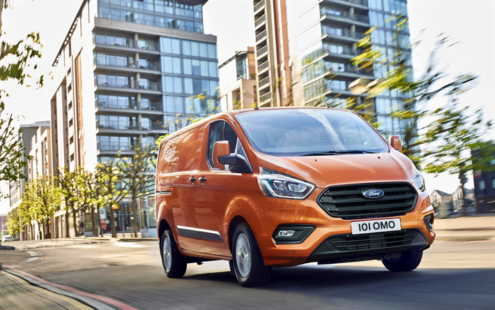 Ford Transit Custom, 2018 les voitures, les fourgonnettes, 4k, route, new Transit, Ford