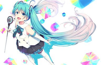Hatsune Miku, 4k, cantante virtuale, anime Vocaloid