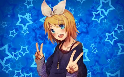 Kagamine Rin, art, anime characters, manga, Vocaloid